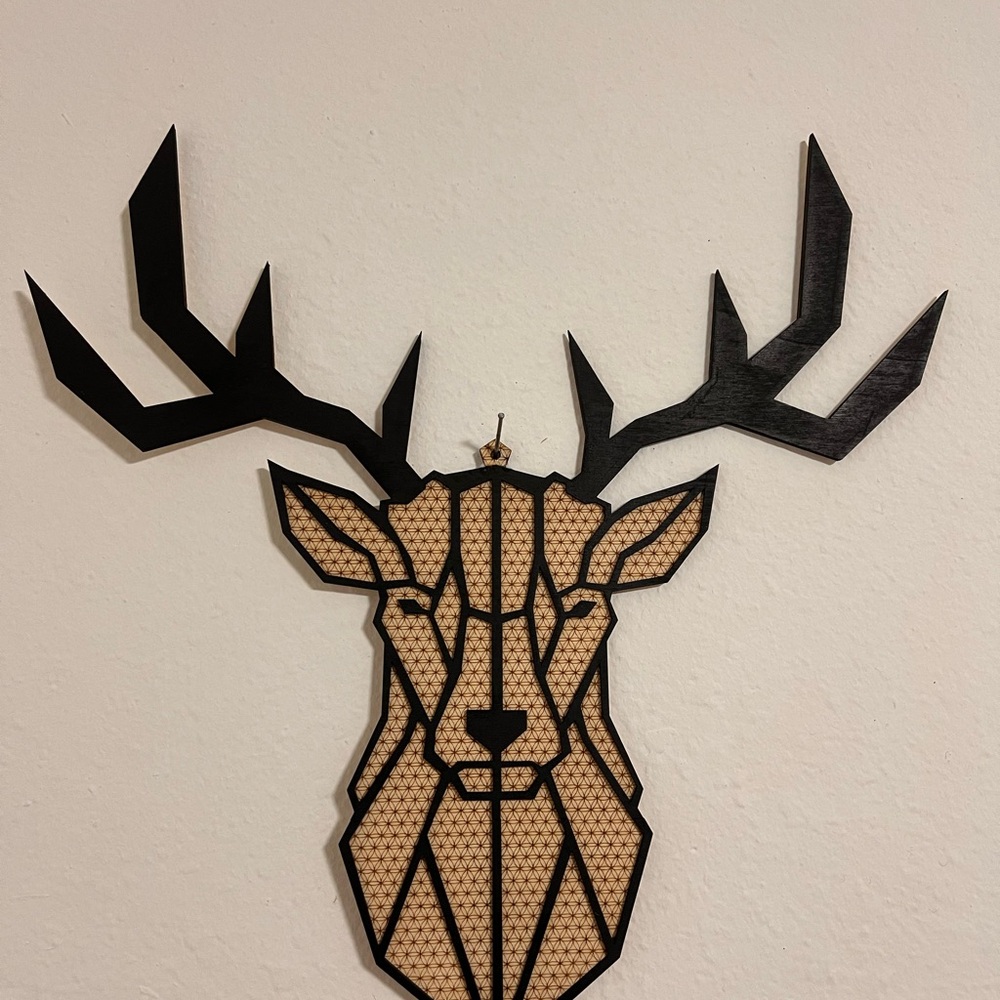 Geometric Deer Head Wall Decor in Black and Tan 15X15 inch
